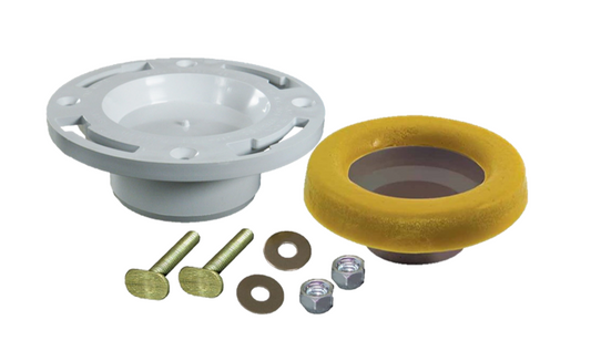Toilet Flange Ready to Install Kit - 3" x 4" Pipe Fit with Knockout